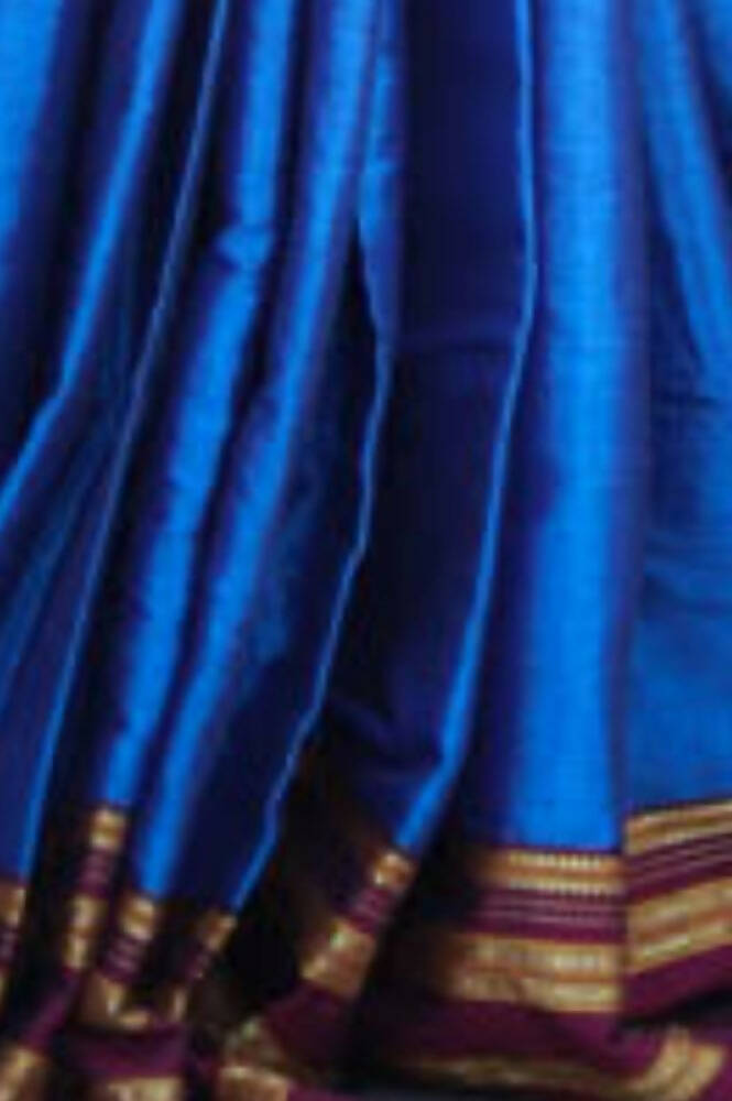 Very Much Indian Handloom Cotton Viscose Ilkal Saree - Royal Blue - Distacart