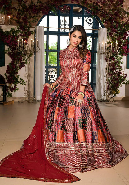 Women's Wedding Traditional Multi Dull Satin Lehenga Choli - Kaushlya - Distacart
