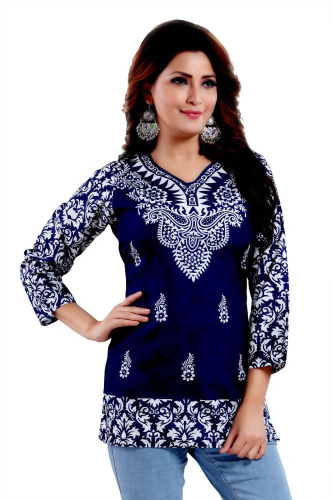 Snehal Creations Digital Print Faux Crepe Short Kurti Tunic