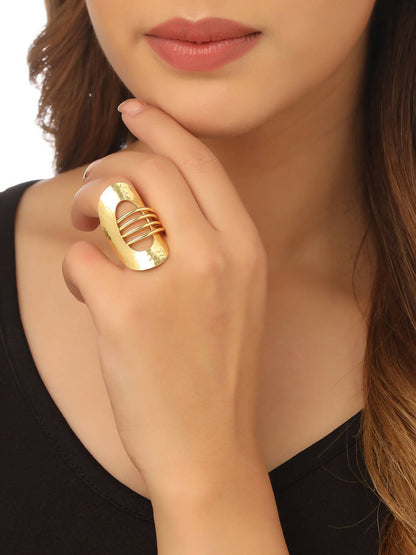 NVR Women's Western Gold Plated Adjustable Finger Ring - Distacart