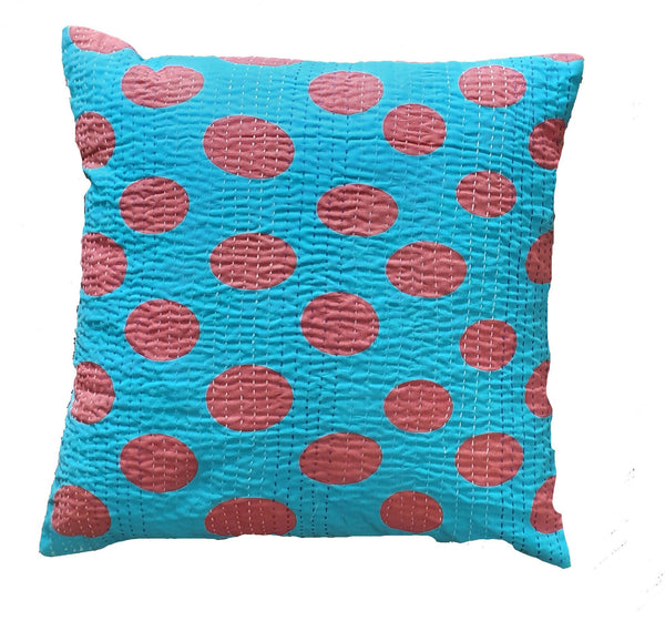 The Decor Nook Turquoise Blue Base With Red Circles Print Cushion Cover - Distacart