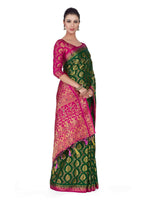 Thumbnail for Mimosa Women's Green Kanchipuram Silk Saree - Distacart