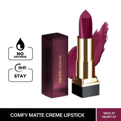 Faces Canada Comfy Matte Creme Lipstick - Wild At Heart 07 - Distacart