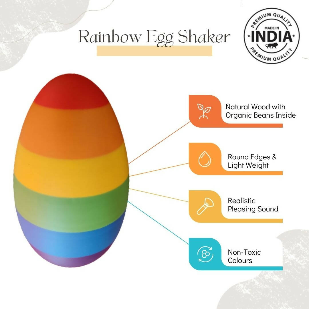 Nesta Toys Rainbow Wooden Egg Shaker - Set of 2 - Distacart