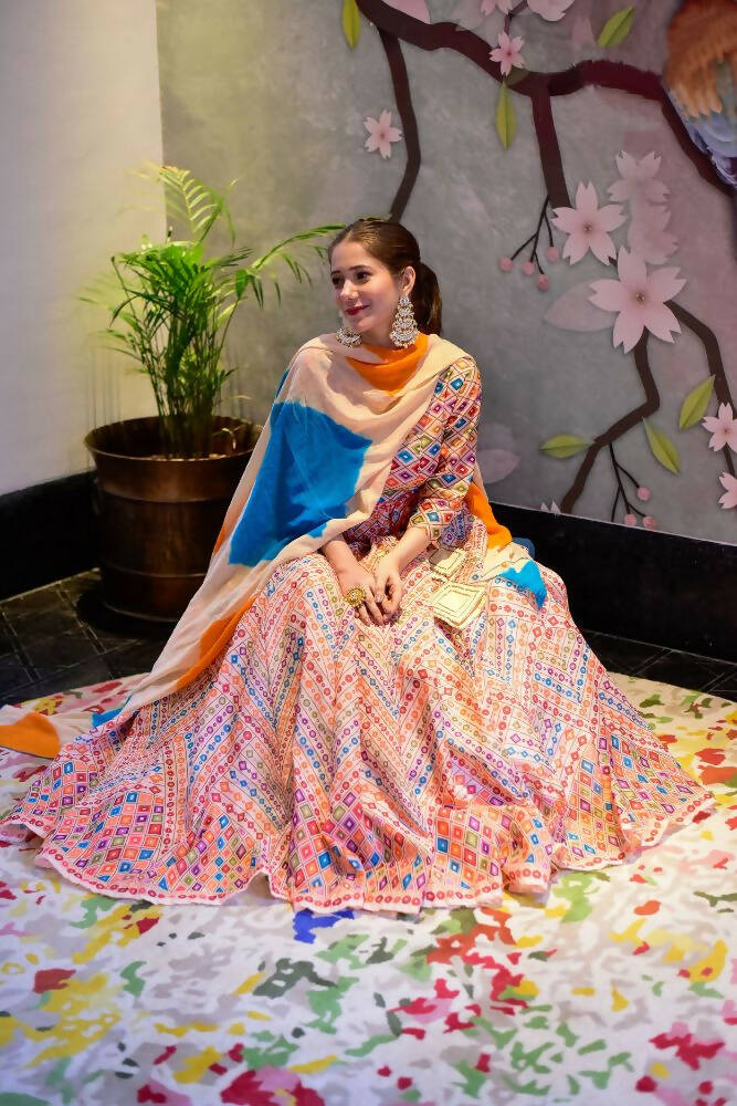 Everywhere Designer Offwhite With Multi Silk Cotton Stitched Suit With Dupatta - Anbazaar - Distacart
