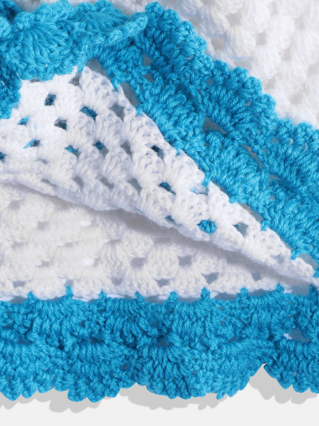 ChutPut Hand knitted Crochet AquaWool Dress - Blue - Distacart