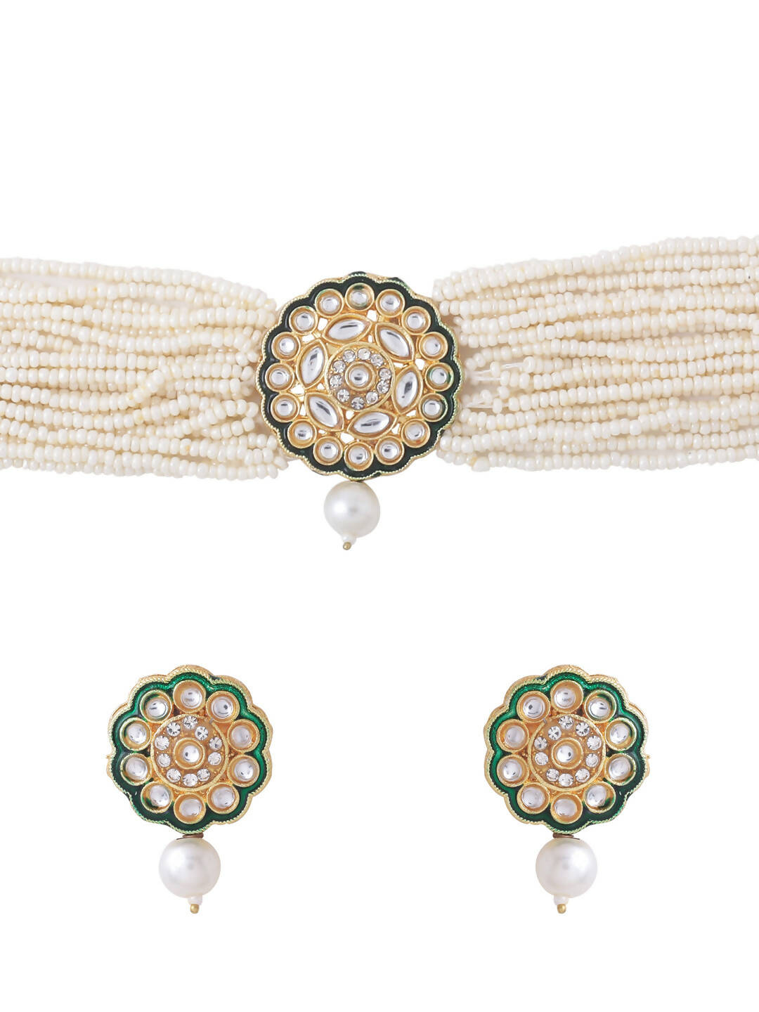 NVR Women Gold Plated Kundan Studded Jewellery Set - Distacart