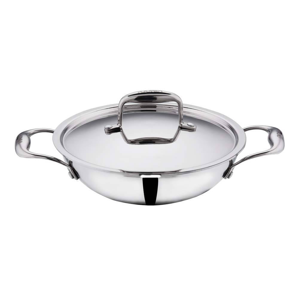 Vinod Platinum Triply Stainless Steel Kadai With Lid - Distacart