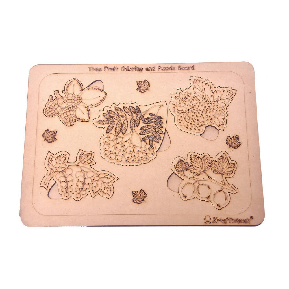 Kraftsman Tree Fruits with Leaves Puzzle Board | Color Kit included - Distacart