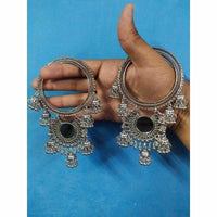 Thumbnail for Small Silver Jhumkas With Pearls Latkan Bangles