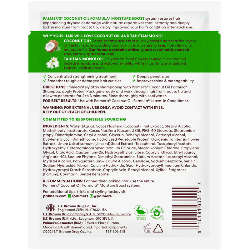 Palmer's Coconut Oil Formula Moisture Boost Protein Pack - Distacart