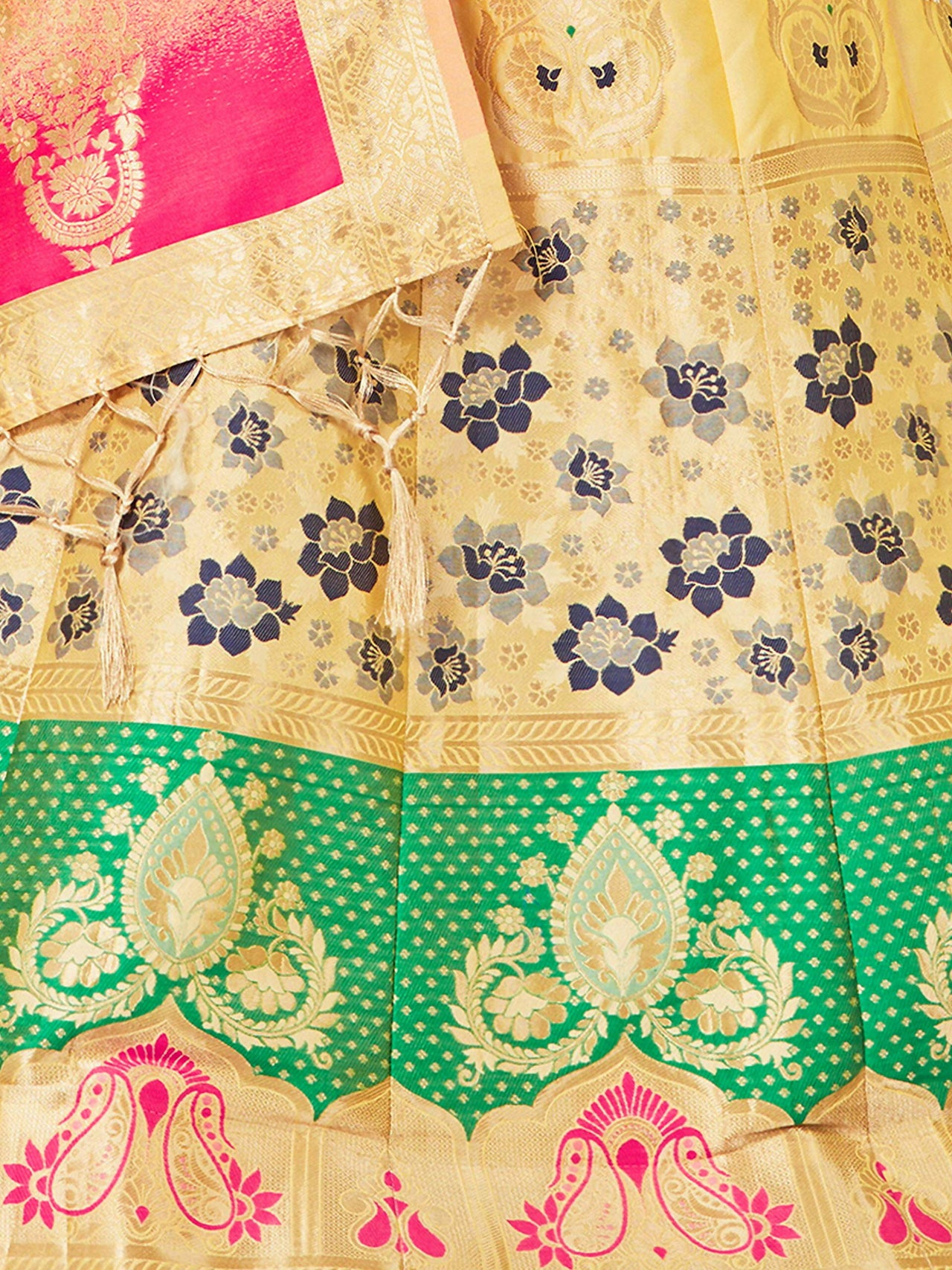 Mimosa Women's Semi-Stitched Art Silk Yellow Lehenga Choli with Dupatta - Distacart