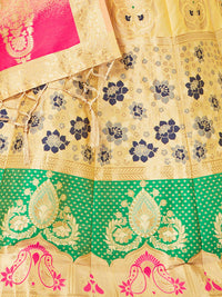 Thumbnail for Mimosa Women's Semi-Stitched Art Silk Yellow Lehenga Choli with Dupatta - Distacart