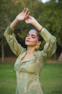 Thumbnail for Women's Casual Fashionable Mahendi Mull Cotton co-ord set - Anya - Distacart