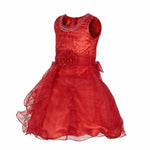 Thumbnail for Asmaani Baby Girl's Red Color Satin Knee Length Frock (AS-DRESS_22140) - Distacart