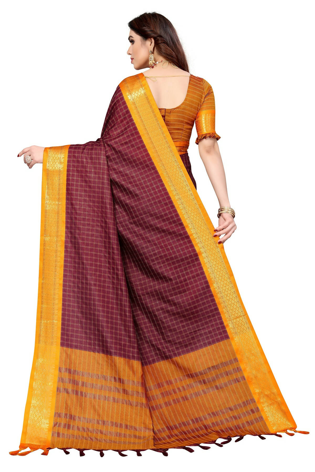 Vamika Weaving Maroon Cotton Silk Saree (BHAVINI MAROON) - Distacart