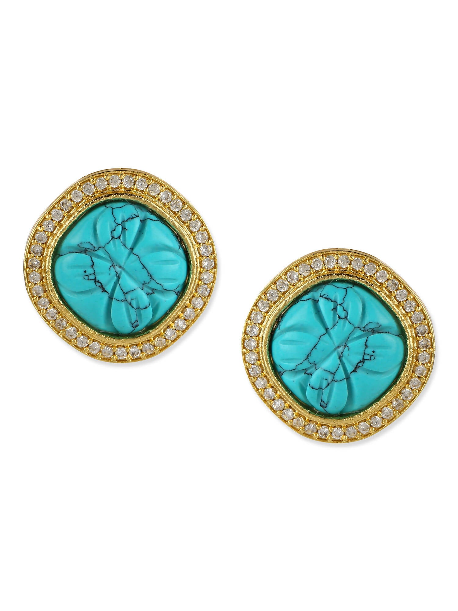 Blue Gold Plated Handcrafted Studs Earrings - Ruby Raang - Distacart