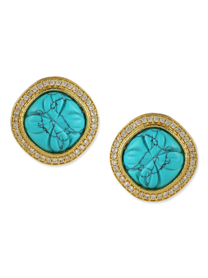 Blue Gold Plated Handcrafted Studs Earrings - Ruby Raang - Distacart