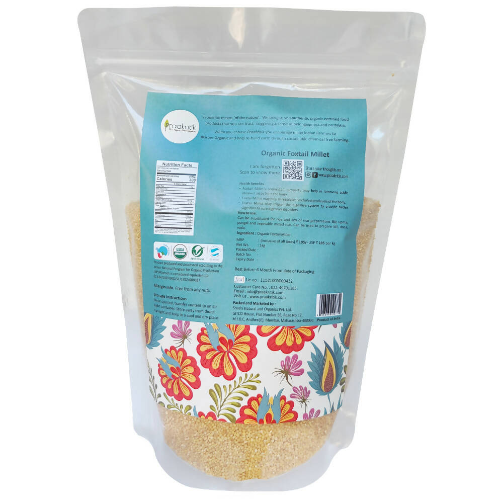 Praakritik Organic Foxtail Millets (Kangani) - Distacart
