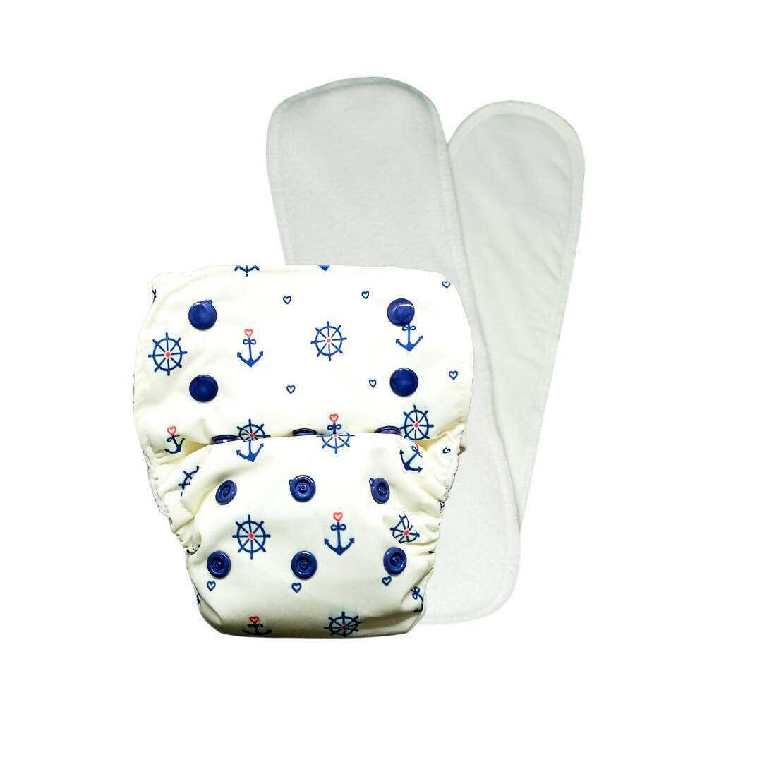 Kindermum Nano Aio Cloth Diaper With 2 Organic Cloth Inserts- Anchor For Kids - Distacart