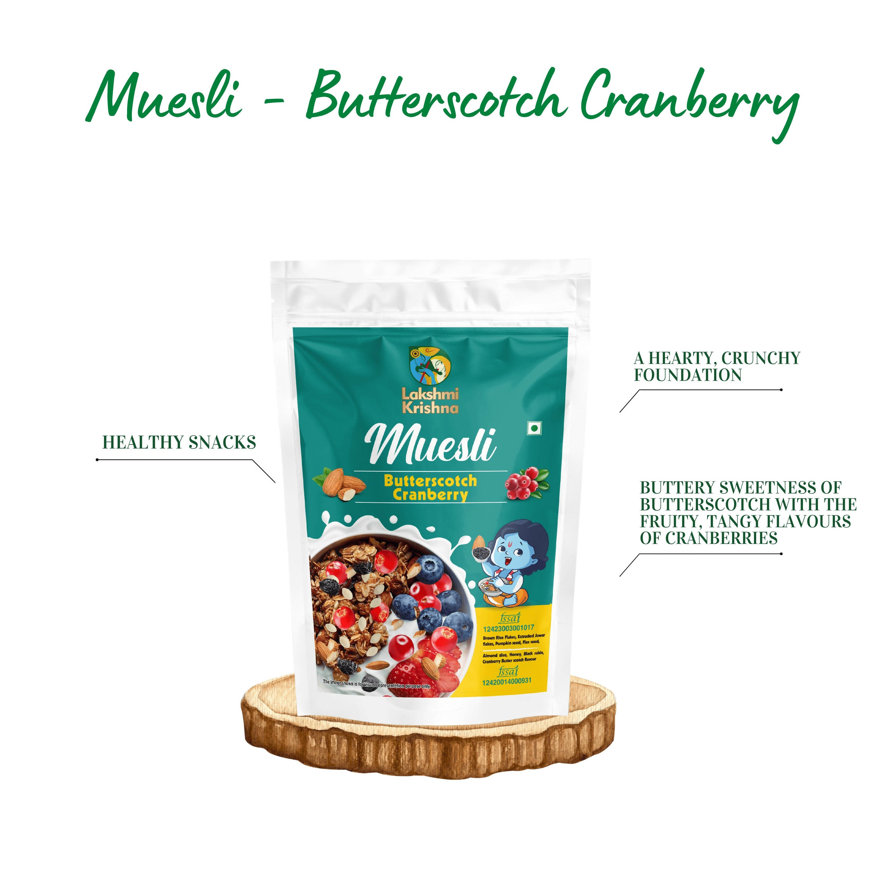 Lakshmi Krishna Muesli - Butterscotch Cranberry - Distacart