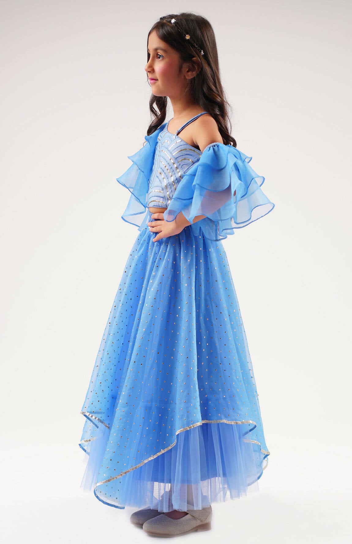 Lil Drama Bollywood Tadka Blue Ghagra Choli Set For Girls - Distacart