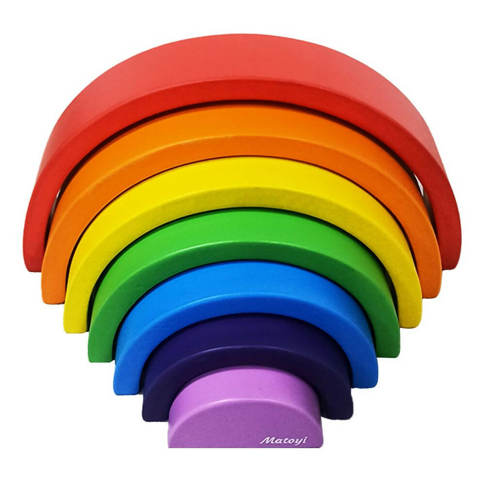 Matoyi Rainbow Colored Bowling Pin And Stacker Combo - Distacart