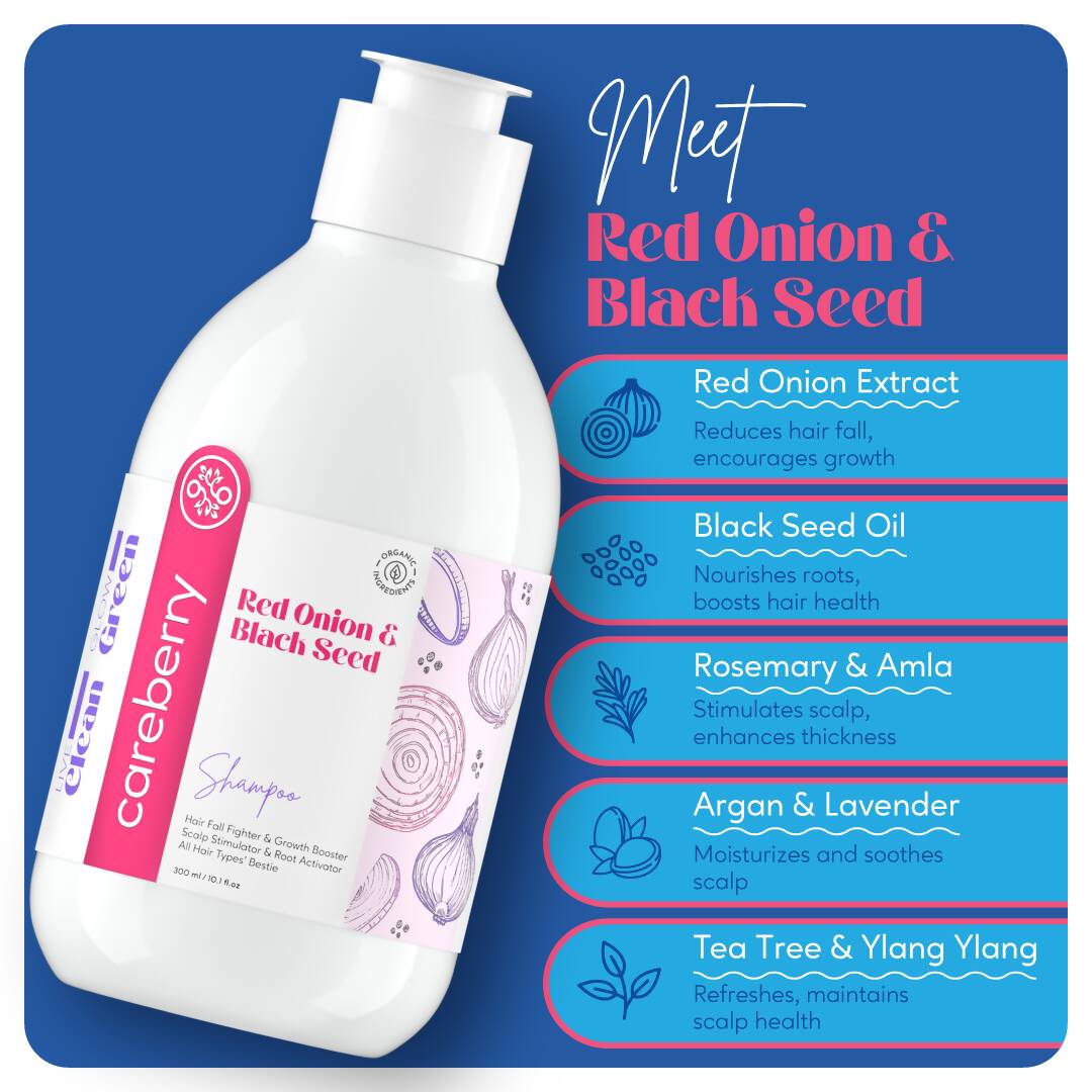 Careberry Organic Red Onion & Black Seed Stimulating Shampoo - Distacart