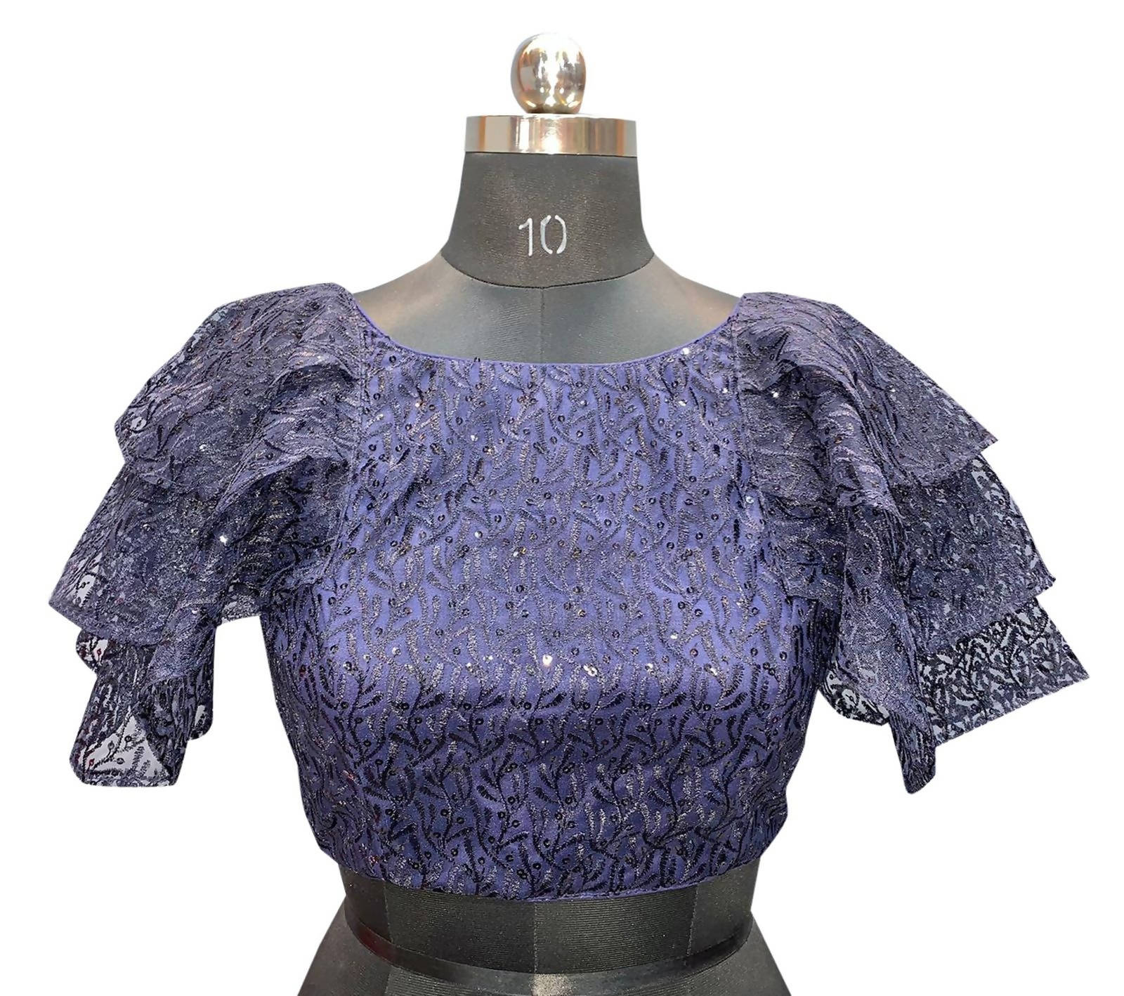 Vamika Blue Net Shifly Work Blouse - Distacart