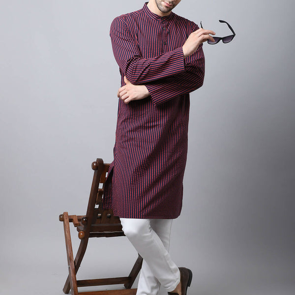 Even Apparels Black Pure Cotton Men's Kurta With Band Collar - Distacart