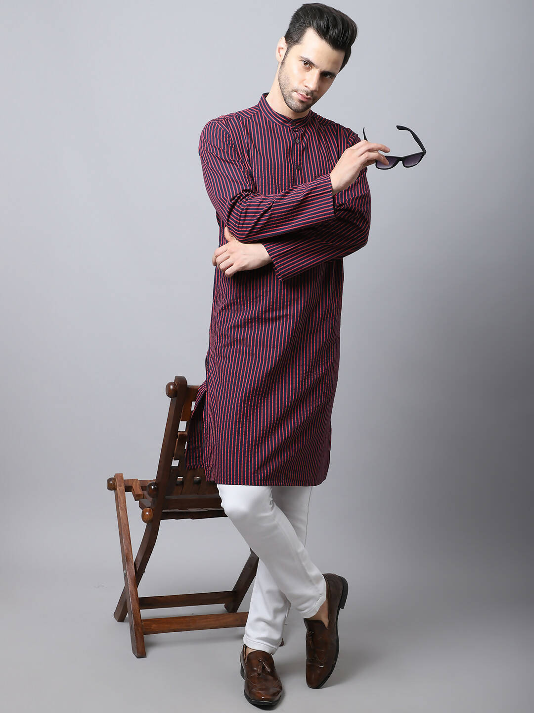Even Apparels Black Pure Cotton Men's Kurta With Band Collar - Distacart