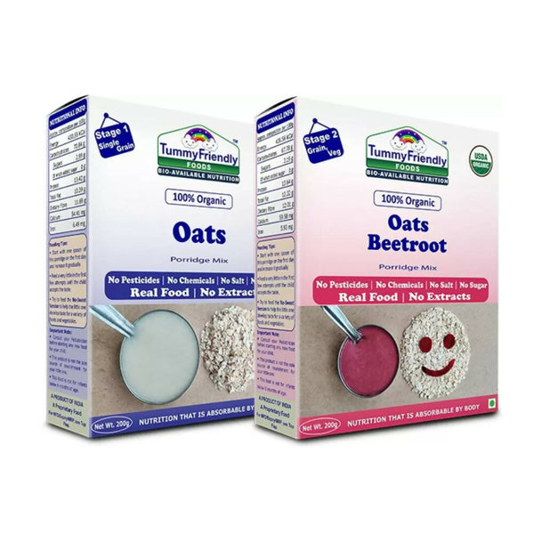 TummyFriendly Foods Organic Oats and Organic Oats, Beetroot Porridge Mixes for 6 Months Old - Distacart