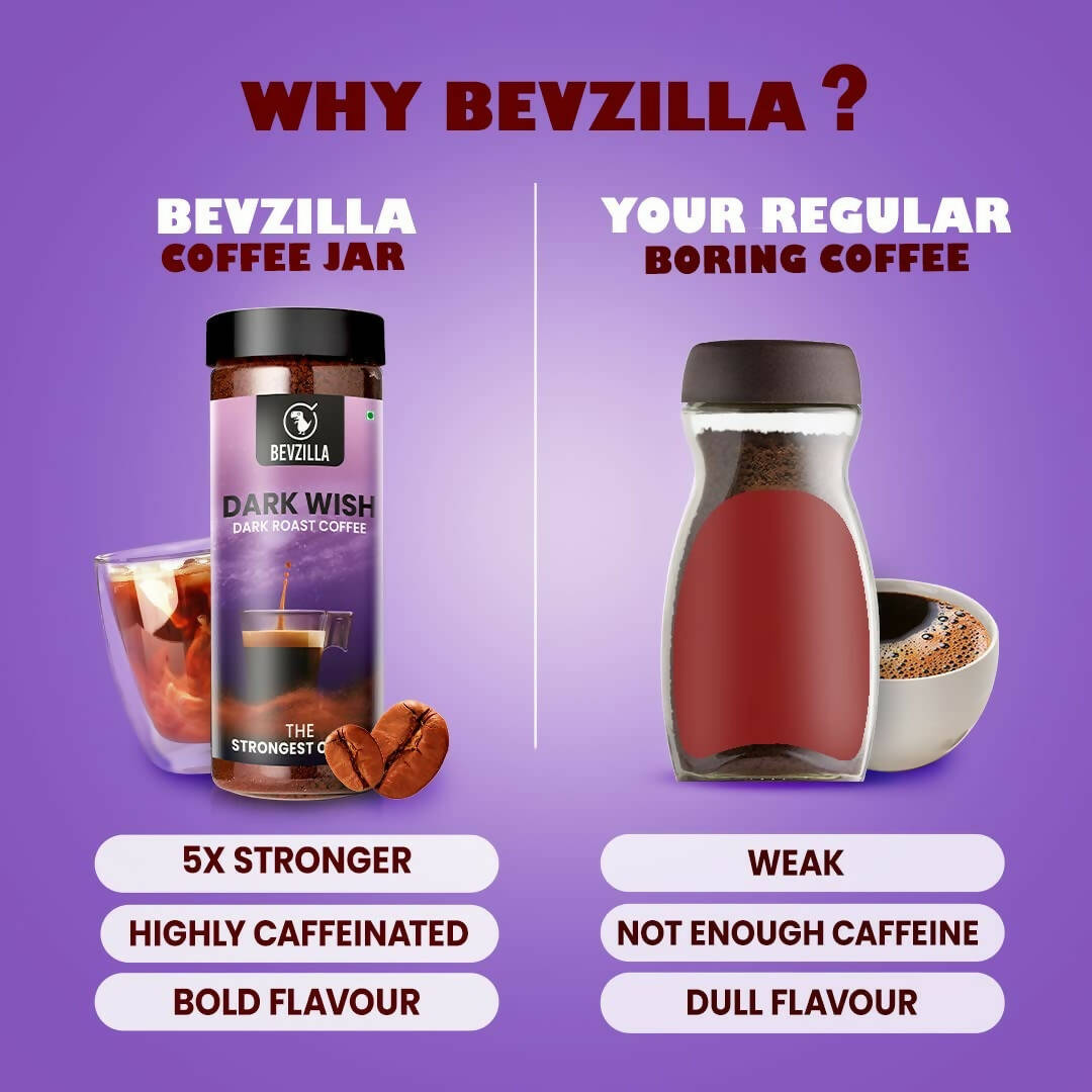 Bevzilla Classic Black Roast Strong Coffee Powder - Dark Wish - Distacart
