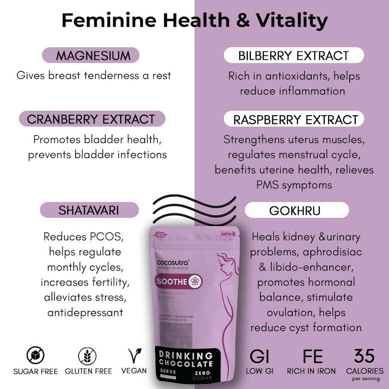 Cocosutra Lite - Soothe - Sugar Free Drinking Chocolate Mix - Distacart