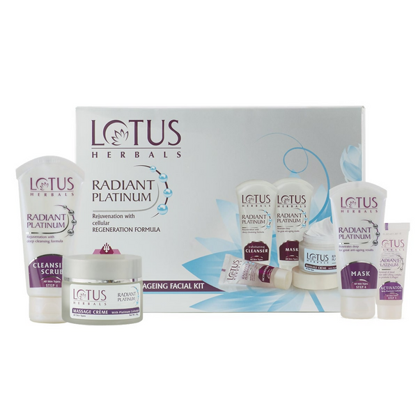 Lotus Herbals Radiant Platinum Cellular Anti-Ageing Facial Kit (170gm) - Distacart
