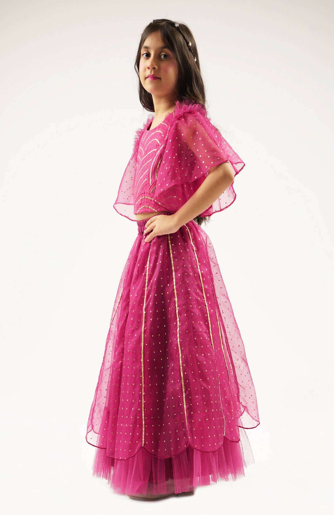 Lil Drama Bollywood Tadka Wine Ghagra Choli Dupatta Set For Girls - Distacart