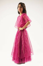 Thumbnail for Lil Drama Bollywood Tadka Wine Ghagra Choli Dupatta Set For Girls - Distacart