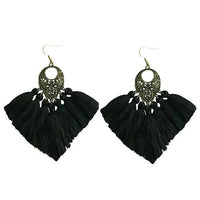 Thumbnail for Tiaraa Black Tassel Boho Earrings For Women - Distacart