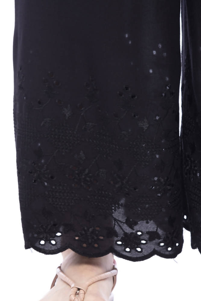 Mominos Fashion Reyon Cotton Black Embroidery Chikan Palazzo - Distacart