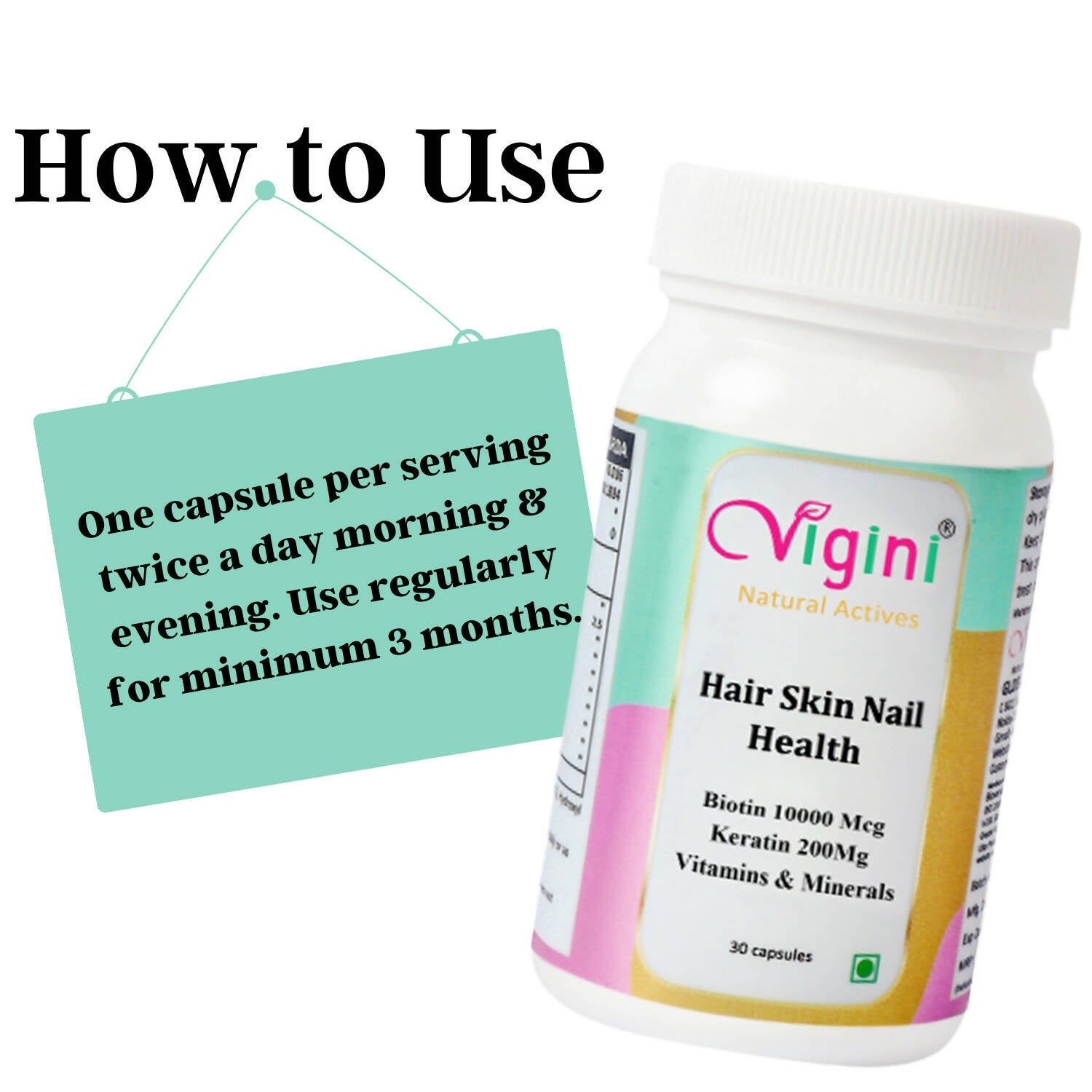 Vigini Natural Active Hair Skin Nail Health Capsules for Men Women - Distacart