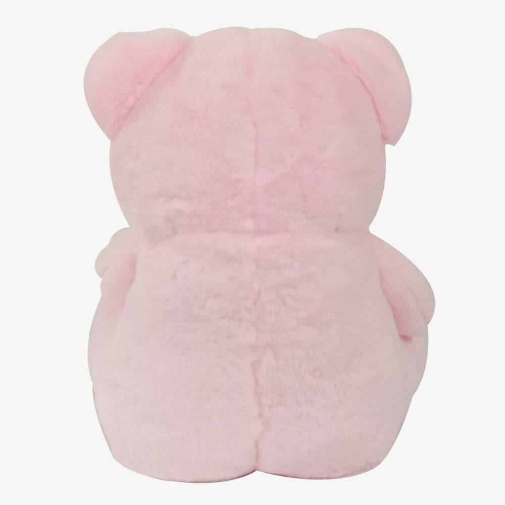 Webby Plush Cute Sitting Teddy Bear Soft Toys With Neck Bow And Foot Print, Pink - Distacart