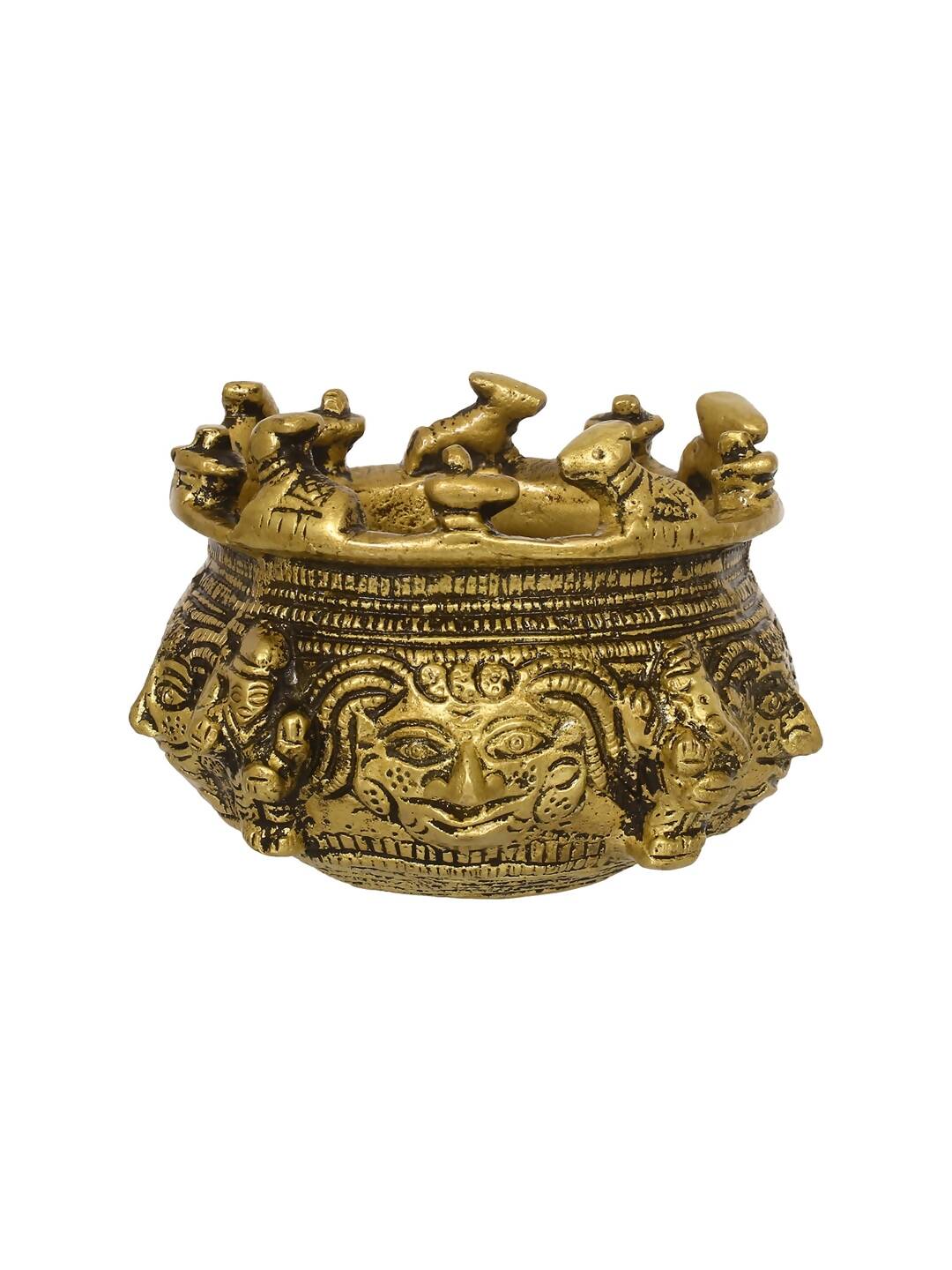 eCraftIndia Gold-Toned Handcrafted Brass Auspicious Nandi Kalash for Religious Offerings - Distacart