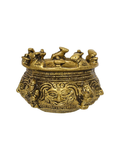 eCraftIndia Gold-Toned Handcrafted Brass Auspicious Nandi Kalash for Religious Offerings - Distacart
