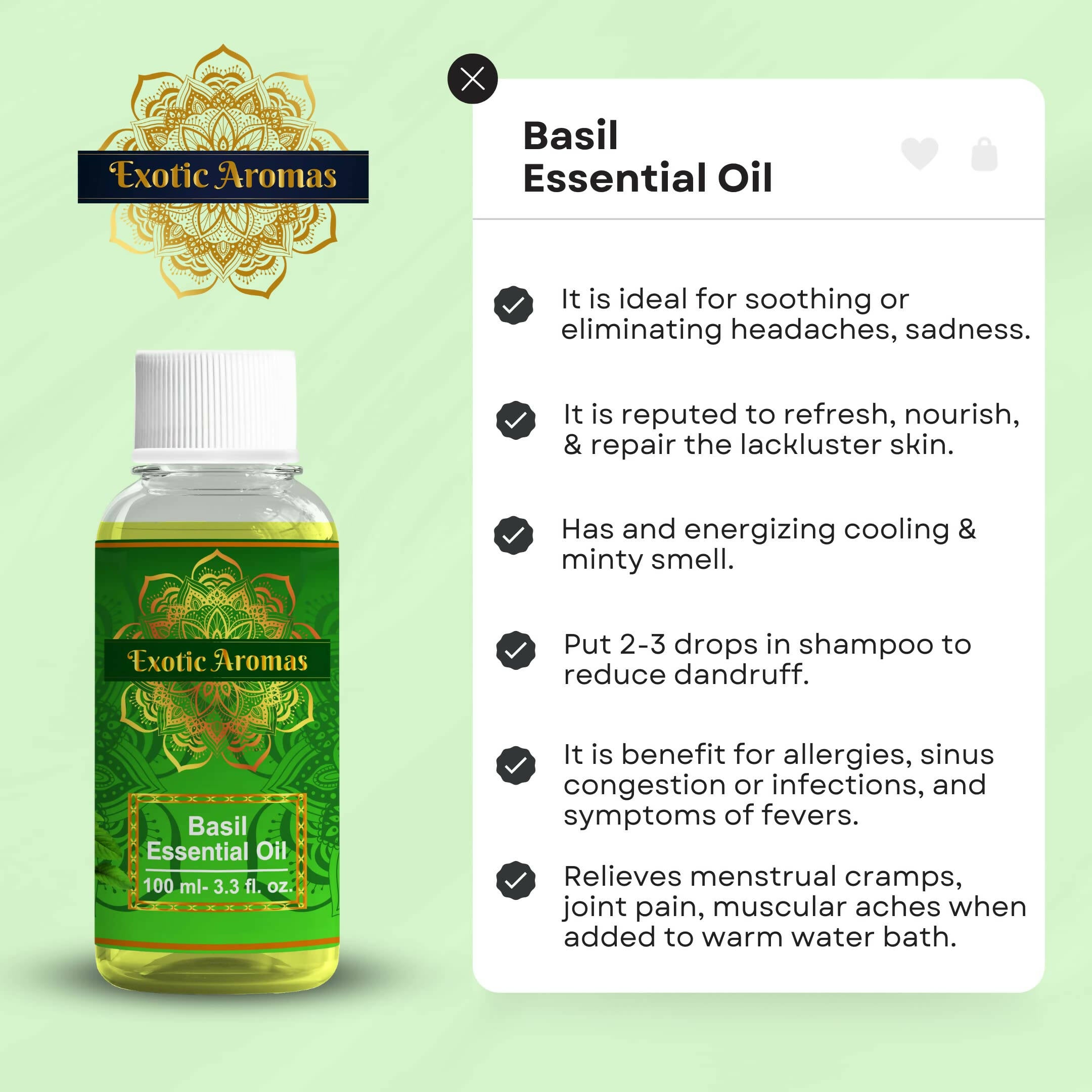 Exotic Aromas Basil Essential Oil - Distacart