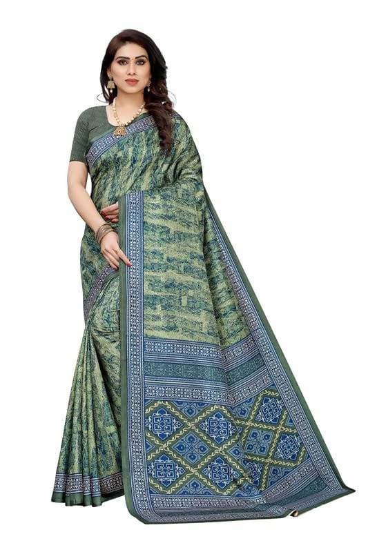 Vamika Printed Green Crepe Silk Saree (ICE GREEN)
