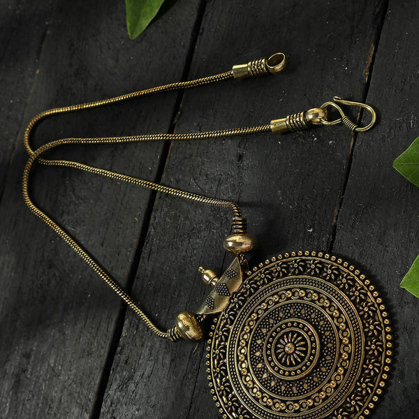 Mominos Fashion Johar Kamal Oxidised Gold-Plated Long Chain with Pendant For Women - Distacart