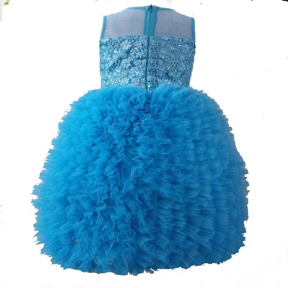 Asmaani Baby Girl's Blue Colour Satin A-Line Maxi Full Length Dress (AS-DRESS_22093) - Distacart