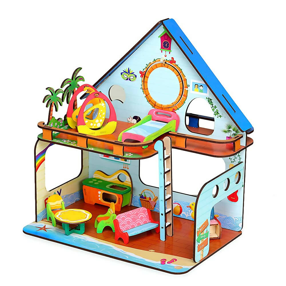Webby Beach Villa The Weekend Escape All Side Play Doll House - Distacart