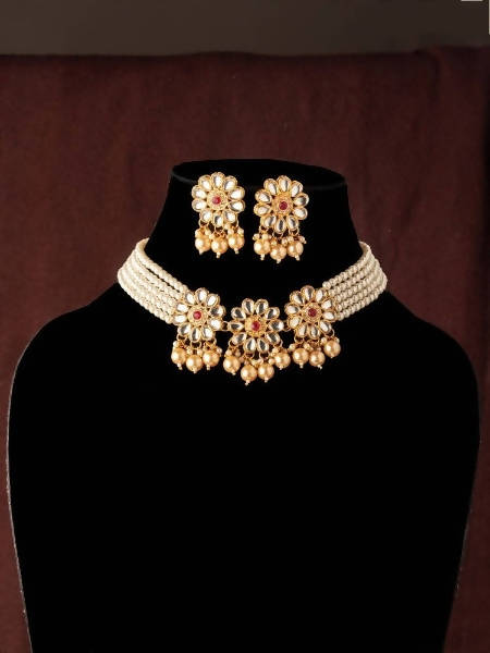 Mominos Fashion Johar Kamal Women's Golden Beads Pearls Gold-Plated Jewellery Set