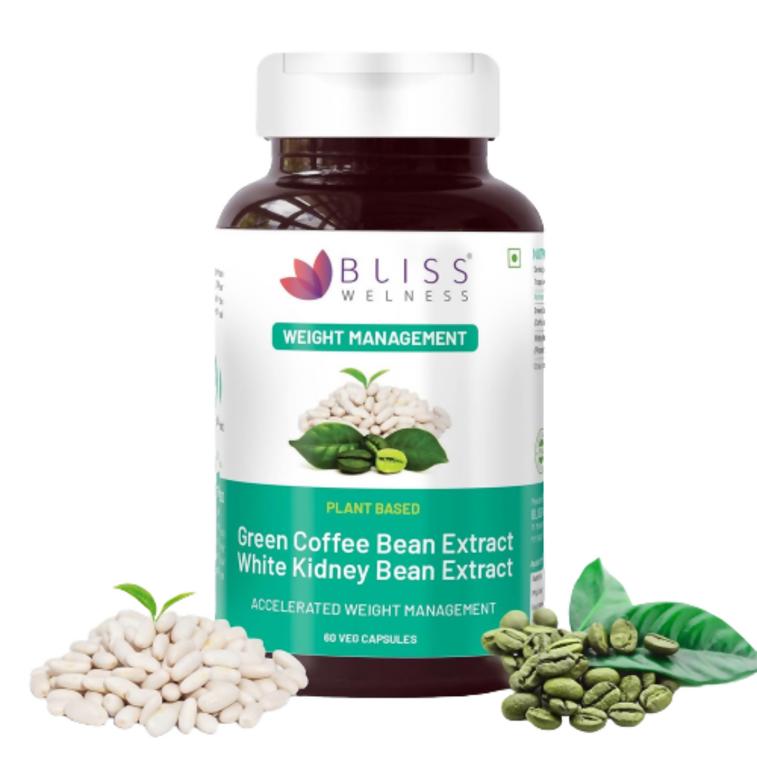 Bliss Welness Green Coffee Bean Extract White Kidney Bean Extract Capsules - Distacart